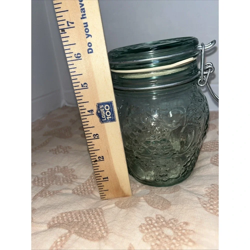 VTG‎ Libbey Light Green Glass Canister Jar Hinged With Seal